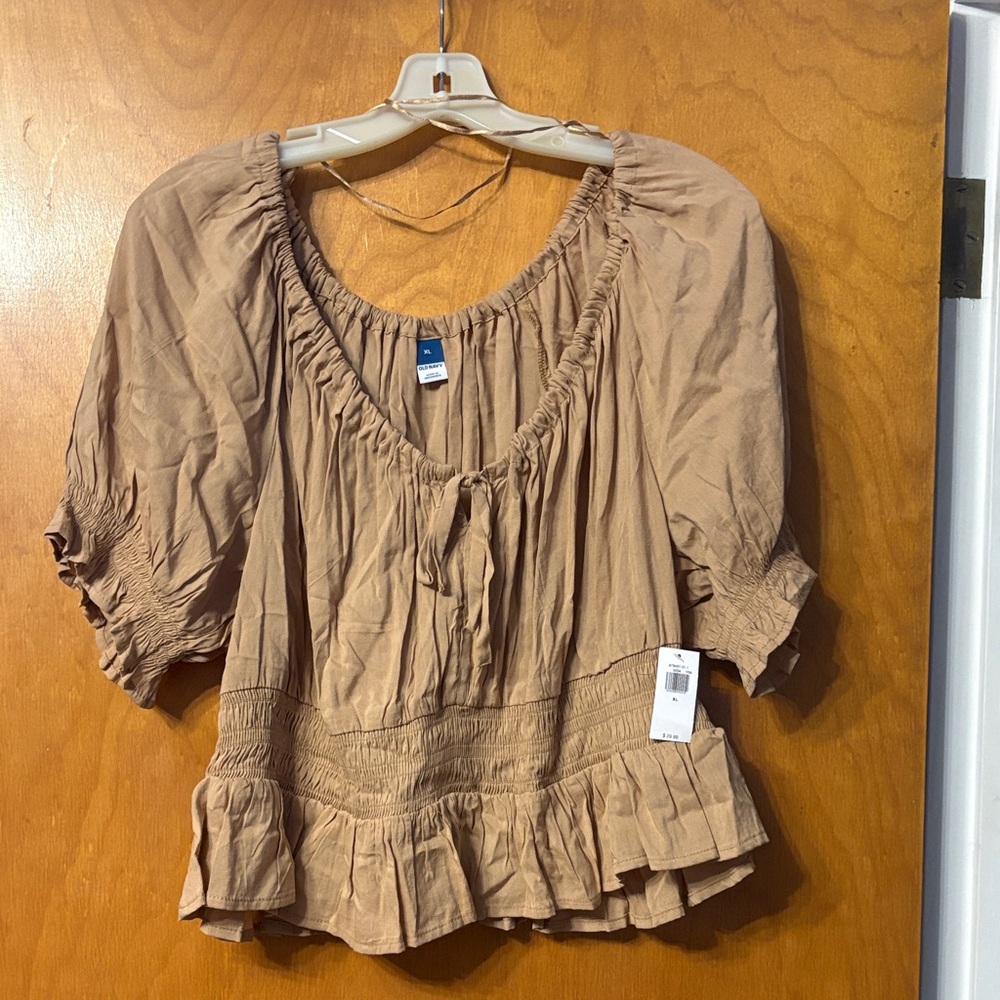 NWT Old Navy Tan Ruffle Blouse